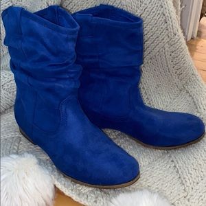 Royal blue ankle boots